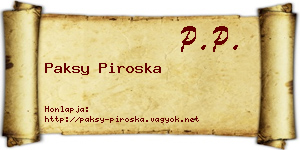 Paksy Piroska névjegykártya